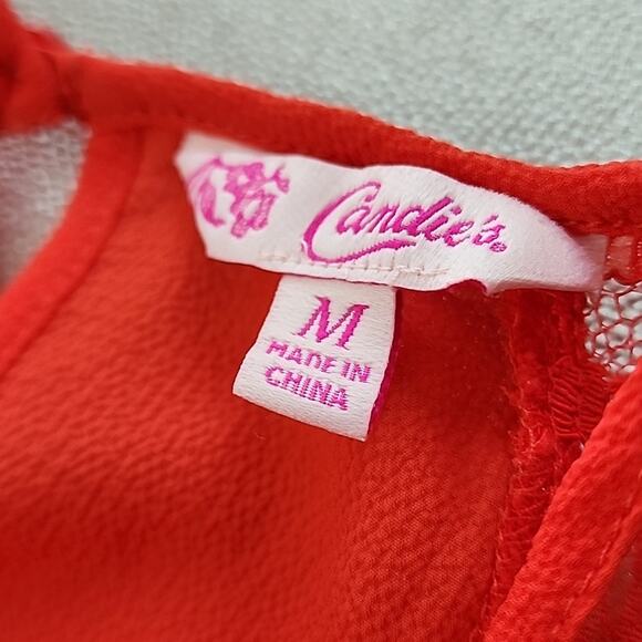 Candies Red Spaghetti Strap Tank with Back Keyhole, M - Picture 7 of 8